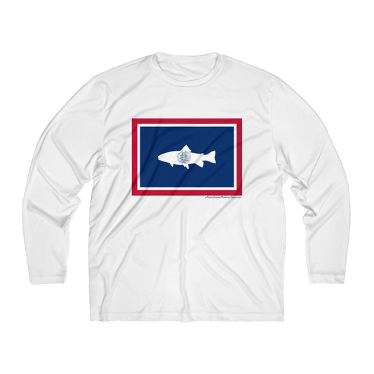 Wyoming Trout Flag Men's Long Sleeve Moisture Absorbing Tee