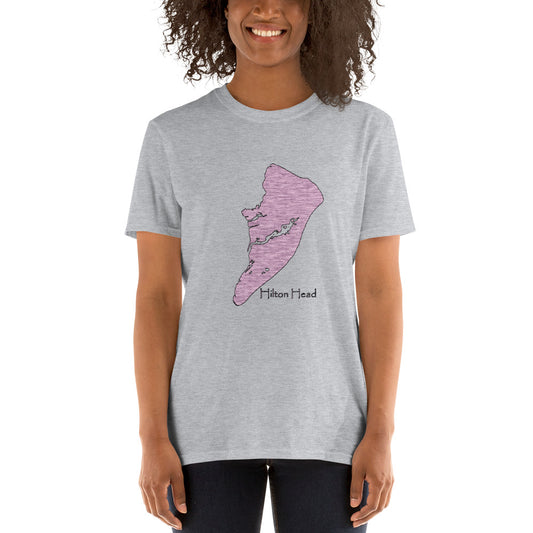 Hilton Head Distressed Pink Short-Sleeve Unisex T-Shirt