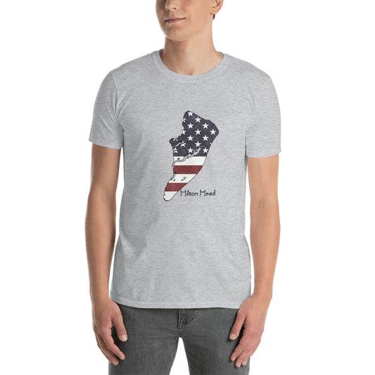 Hilton Head American Flag Short-Sleeve Unisex T-Shirt