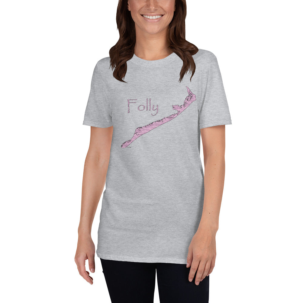 Folly Beach Pink Short-Sleeve Unisex T-Shirt