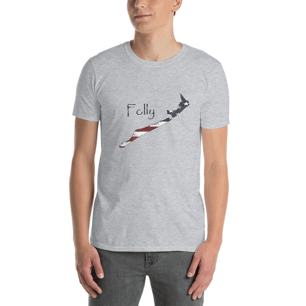 Folly Beach American Flag Short-Sleeve Unisex T-Shirt