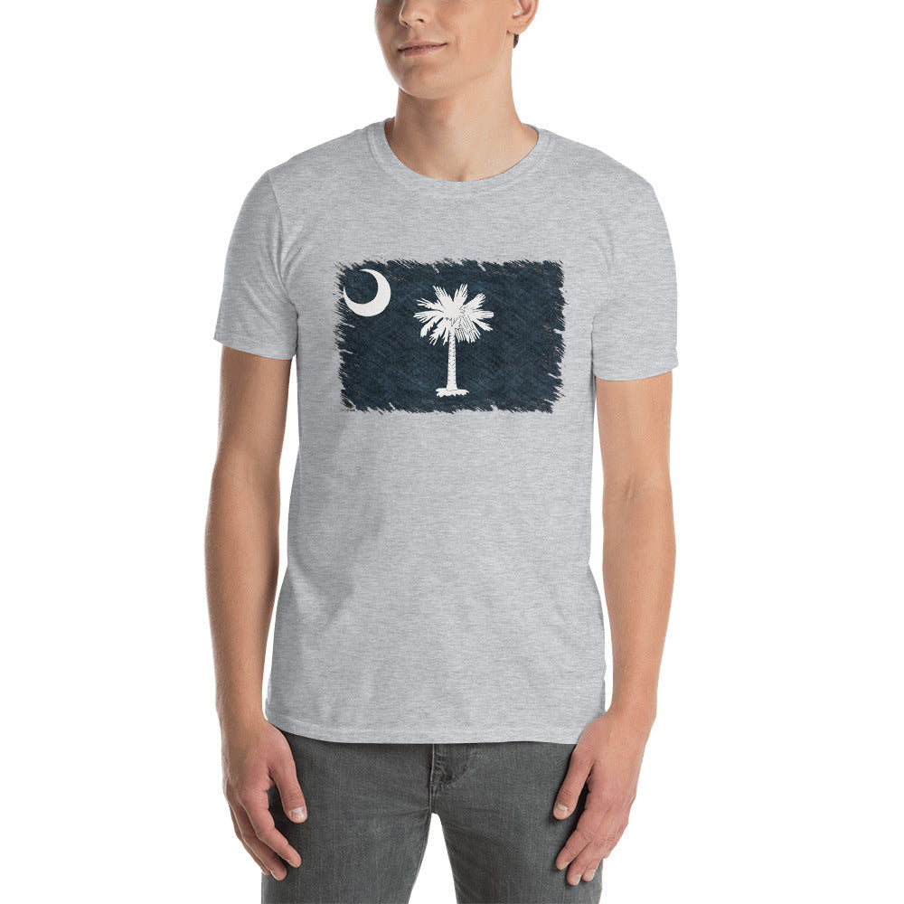 Distressed South Carolina Flag Short-Sleeve Unisex T-Shirt