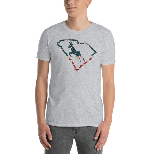 SC Deer American Flag Short-Sleeve Unisex T-Shirt