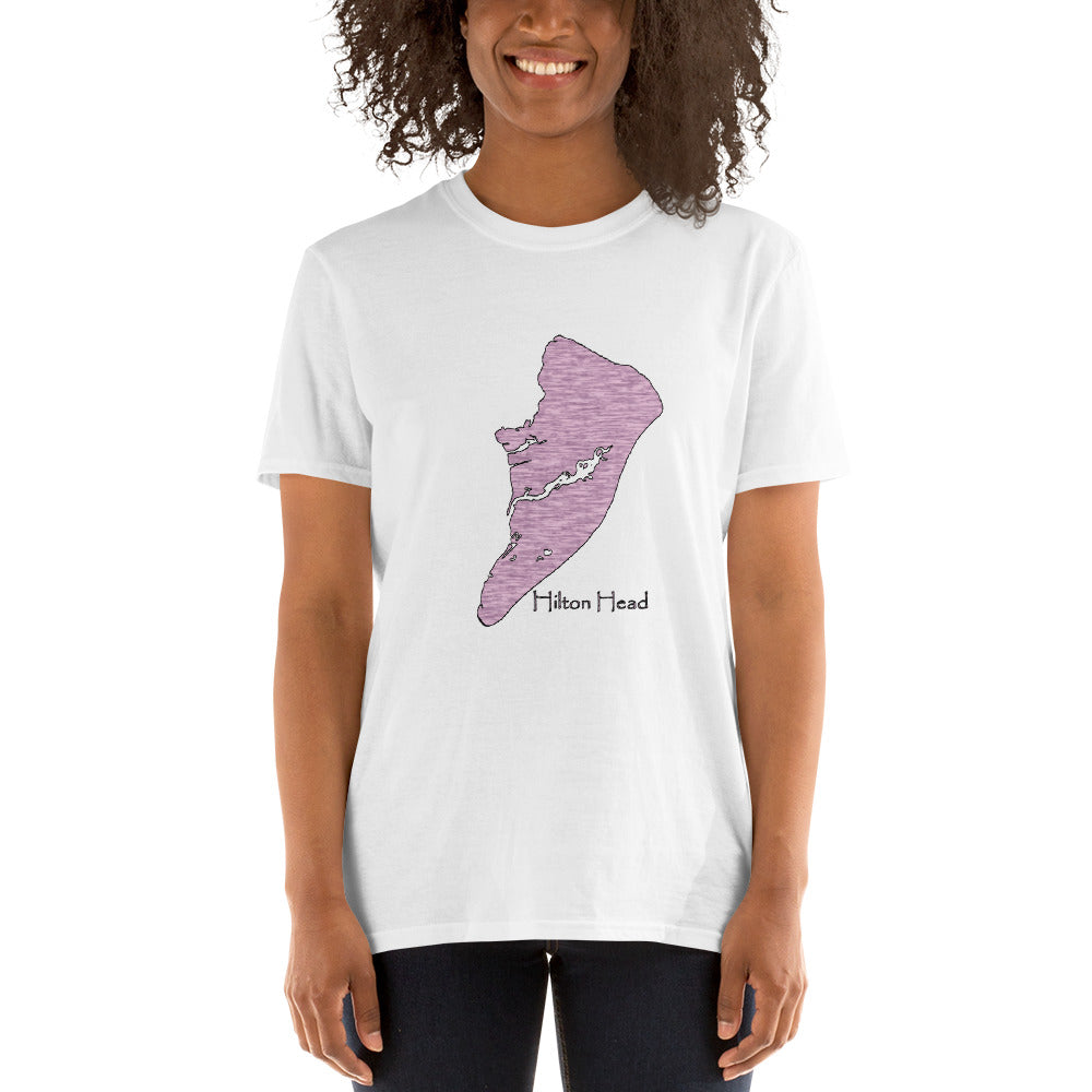 Hilton Head Distressed Pink Short-Sleeve Unisex T-Shirt