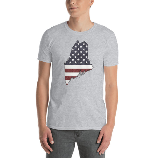 Maine American Flag Short-Sleeve Unisex T-Shirt