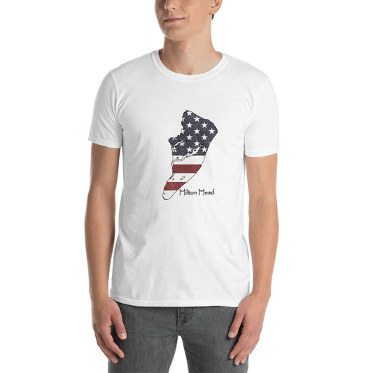 Hilton Head American Flag Short-Sleeve Unisex T-Shirt