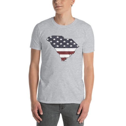 South Carolina American Flag Short-Sleeve Unisex T-Shirt