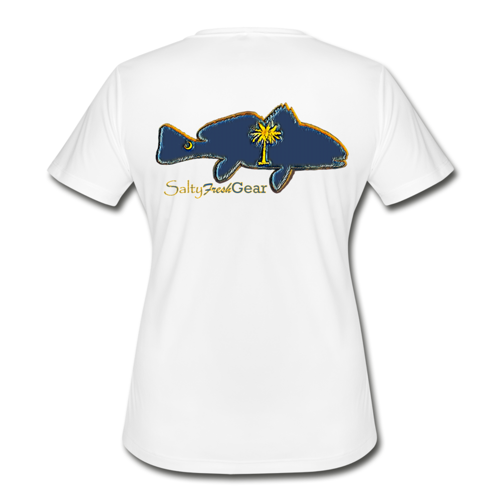 South Carolina Redfish Women's Moisture Wicking Performance T-Shirt - white