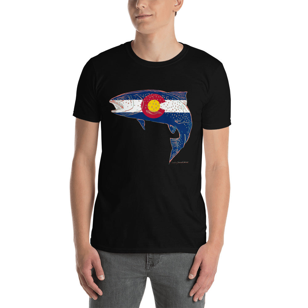 Colorado Flag Trout Short-Sleeve Unisex T-Shirt