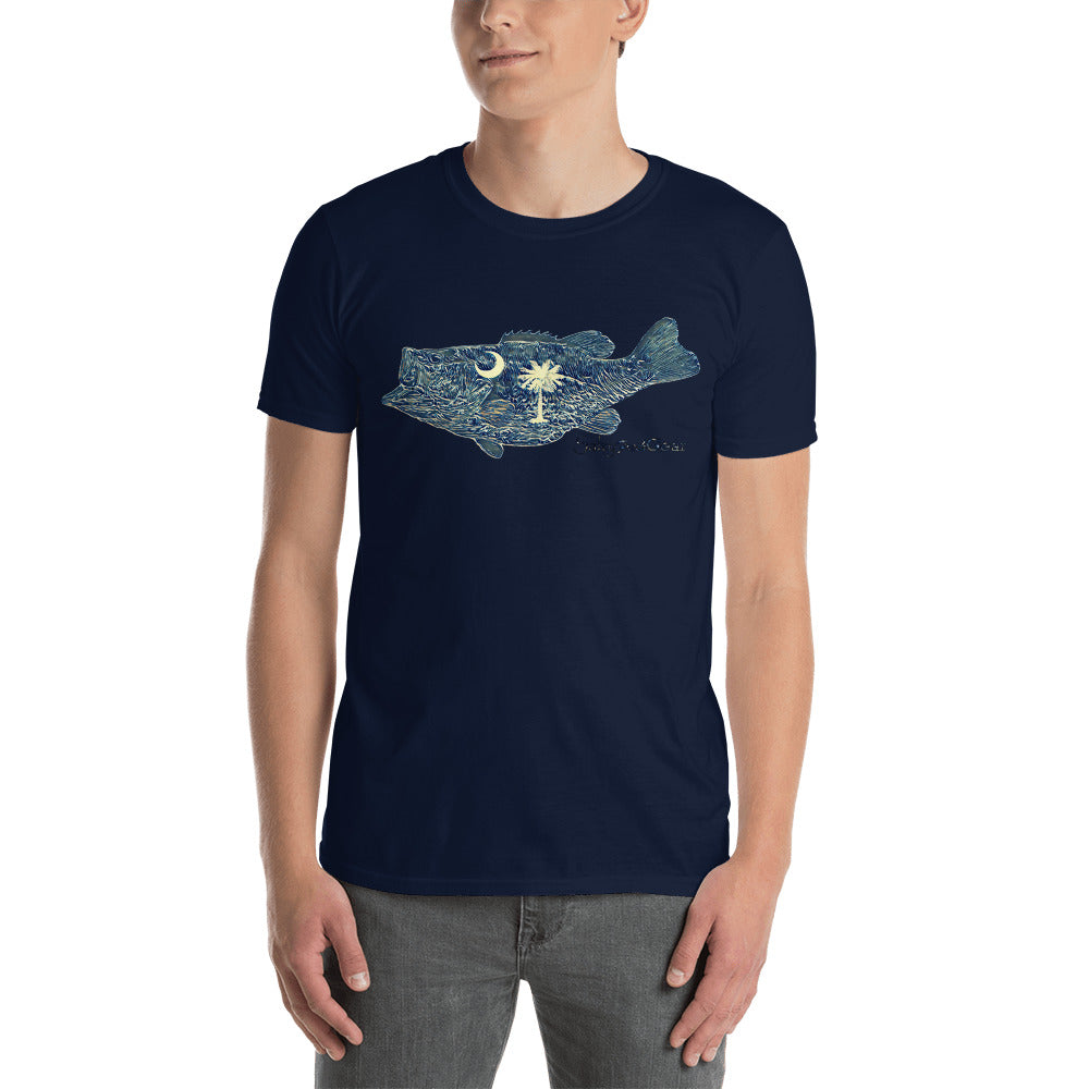 South Carolina Flag Largemouth Bass Short-Sleeve Unisex T-Shirt