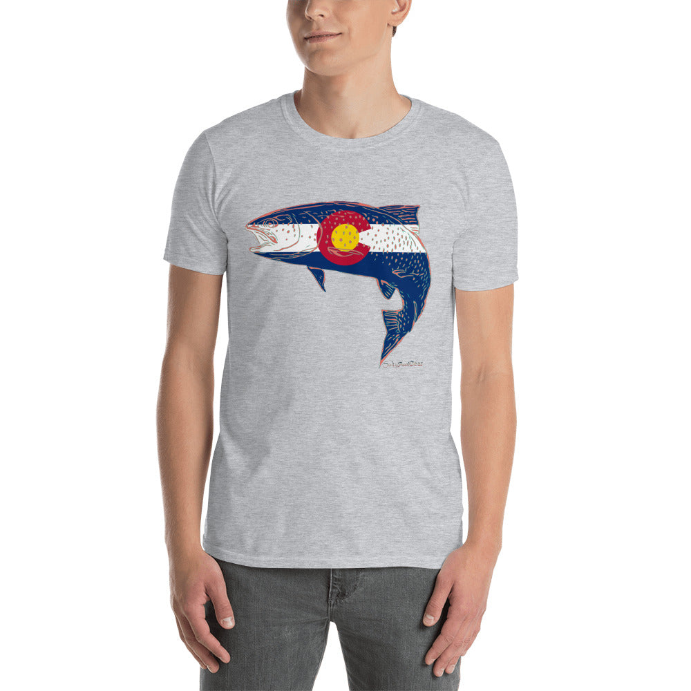 Colorado Flag Trout Short-Sleeve Unisex T-Shirt