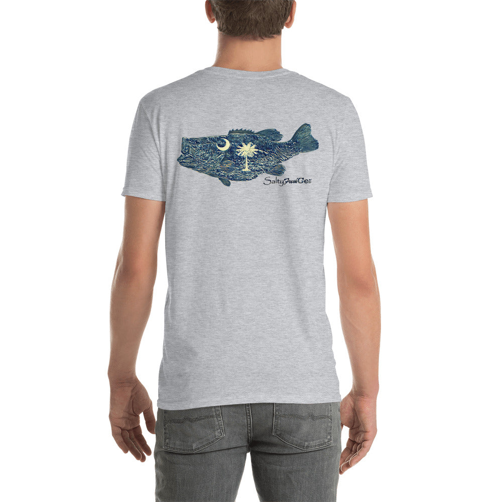 South Carolina Flag Largemouth Bass Back Short-Sleeve Unisex T-Shirt