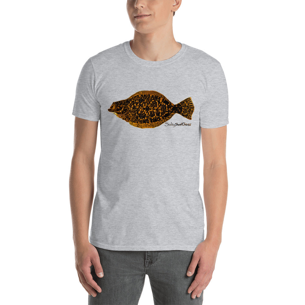 SaltyFreshGear Flounder Front Print Short-Sleeve Unisex T-Shirt