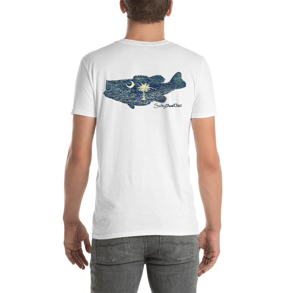 South Carolina Flag Largemouth Bass Back Short-Sleeve Unisex T-Shirt